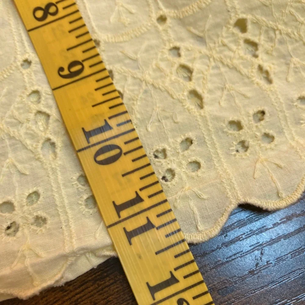 Eyelet Lace Dresser Scarves Cream Scalloped Edge Linens Set of 2 Vintage